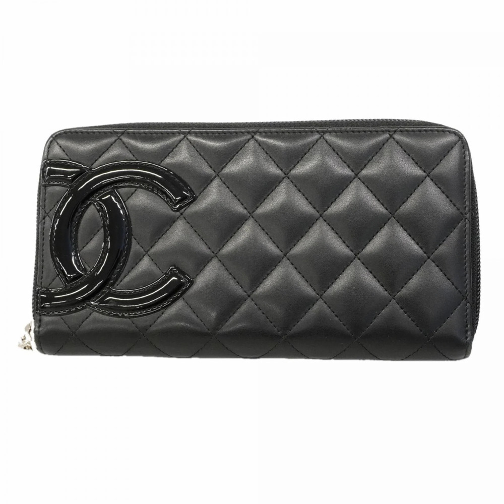 CHANEL Authentic Black Lambskin Leather Wallet